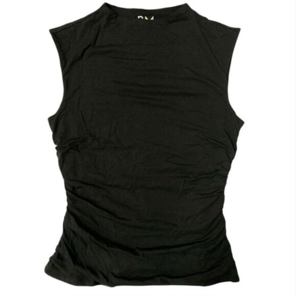 Rebecca Minkoff Tops - RM by Rebecca Minkoff • Mock Neck Black Ruched Tank Top